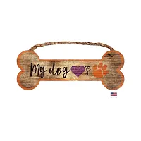 Fan Creations Clemson Tigers Distressed Dog Bone Wooden Sign