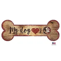 Fan Creations Florida State Seminoles Distressed Dog Bone Wooden Sign