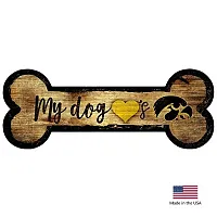 Fan Creations Iowa Hawkeyes Distressed Dog Bone Wooden Sign