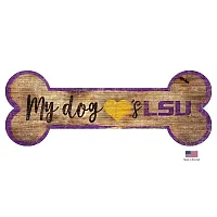 Fan Creations LSU Tigers Distressed Dog Bone Wooden Sign