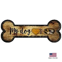 Fan Creations Missouri Tigers Distressed Dog Bone Wooden Sign