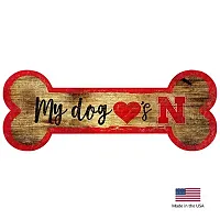 Fan Creations Nebraska Huskers Distressed Dog Bone Wooden Sign