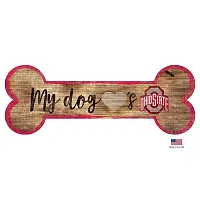Fan Creations Ohio State Buckeyes Distressed Dog Bone Wooden Sign