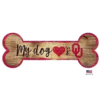 Fan Creations Oklahoma Sooners Distressed Dog Bone Wooden Sign
