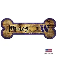 Fan Creations Washington Huskies Distressed Dog Bone Wooden Sign