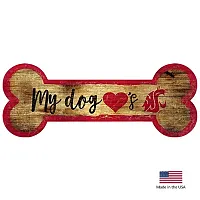 Fan Creations Washington State Cougars Distressed Dog Bone Wooden Sign