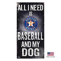 Fan Creations Houston Astros Distressed Baseball And My Dog Sign