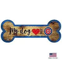 Fan Creations Chicago Cubs Distressed Dog Bone Wooden Sign