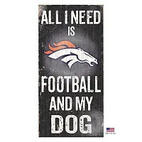 Fan Creations Denver Broncos Distressed Football And My Dog Sign