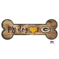 Fan Creations Green Bay Packers Distressed Dog Bone Wooden Sign