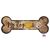 Fan Creations Pittsburgh Steelers Distressed Dog Bone Wooden Sign