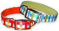 Fab Dog Cotton Pique Plaid Collar - Blue - Med (1in x 14in-18in)