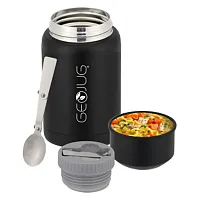 Brentwood GEOJUG 17oz Insulated Stainless Steel Food Jar in Black with Bowl and
