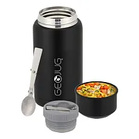 Brentwood GEOJUG 25oz Insulated Stainless Steel Food Jar in Black with Bowl and