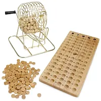 Vintage Wooden Bingo Game 6-Inch Brass Cage  GBIN-103