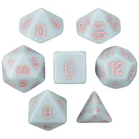 Set of 7 Dice - Winter&#039;s Dawn - Solid Blue with Pink Paint GDIC-1172