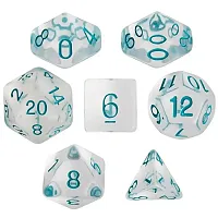 Set of 7 Dice - Northwind Breeze - Clear with Blue Paint GDIC-1176