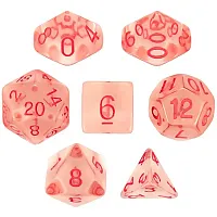 Set of 7 Dice - Death Diamonds - Transparent Red with Red Paint GDIC-1190