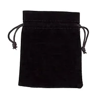 Medium 3in x 4in Plain Black Velour Pouch with Drawstring GDIC-1