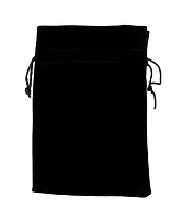 Large 7in x 5in Plain Black Velour Pouch With Drawstring GDIC-14