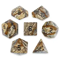 Set of 7 Handmade Stone Polyhedral Dice, Picture Jasper GDIC-190