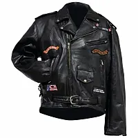 Diamond Plate Rock Design Genuine Buffalo Leather Motorcyle Jack