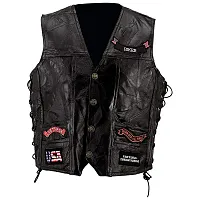 Diamond Plate Rock Design Genuine Buffalo Leather Vest-GFVBIK14S-3X