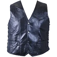 Diamond Plate Rock Design Genuine Buffalo Leather Vest-GFVBIKEAGM-3X