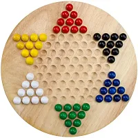 All Natural Wood Chinese Checkers with Wooden Marbles GGAM-701