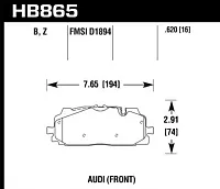HAWK HB865B620 Street Brake Pads Hps 50