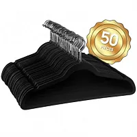Elama Home 50 Piece Flocked Velvet Clothes Hangers with Stainless Steel Swivel H