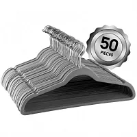 Elama Home 50 Piece Flocked Velvet Clothes Hangers with Stainless Steel Swivel H
