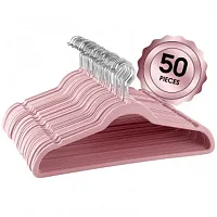Elama Home 50 Piece Flocked Velvet Clothes Hangers with Stainless Steel Swivel H