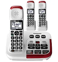 Panasonic KX-TGM420W Amplified Cordless Phone with Answering Machine and (2) Ex