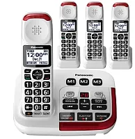 Panasonic KX-TGM420W Amplified Cordless Phone with Answering Machine and (3) Ex