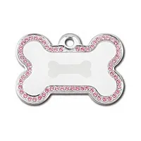 Hillman Group Swarovski Crystal Bone ID Tag - Pink