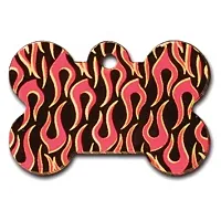 Hillman Group Black Flames Print Large Bone ID Tag