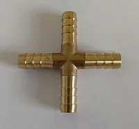 HELIX RACING 533440 Brass Barb Cross 4-Way3/8&#039;(9.5Mm)