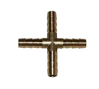 HELIX RACING 533460 Brass Barb Cross 4-Way 1/4&#039;(6.5Mm)