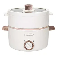 Brentwood 1.5-Liter Multi-Function Electric Hot Pot Cooker in White