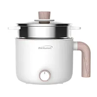 Brentwood 1.5 Liter Multi-Function Electric Hot Pot Cooker in White with Ceramic