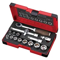 Vessel Wood-Compo Socket Wrench Set No.Hrw3002M-W 3/8&quot; Sq Drive 16Pc. Set
