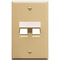 ICC IC107DA2IV Faceplate, Angled, 1-Gang, 2-Port, Ivory