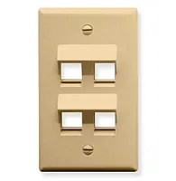 ICC IC107DA4IV-TD Faceplate, Angled, 1-Gang, 4-Port, Ivory