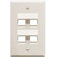 ICC IC107DA4WH Faceplate, Angled, 1-Gang, 4-Port, White