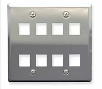 ICC IC107DF8SS Faceplate, Stainless Steel,2-Gang,8-Port
