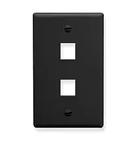 ICC IC107F02BK Faceplate, Flat, 1-Gang, 2-Port, Black