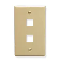 ICC IC107F02IV Faceplate, Flat, 1-Gang, 2-Port, Ivory