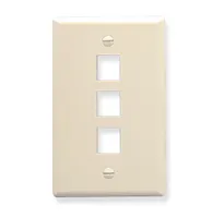 ICC IC107F03AL Faceplate, Flat, 1-Gang, 3-Port, Almond