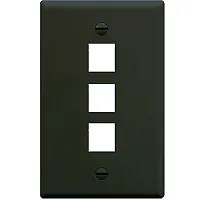 ICC IC107F03BK Faceplate, Flat, 1-Gang, 3-Port, Black
